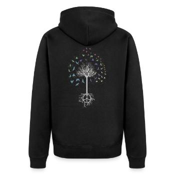 Baum des Friedens Zeichen Taube Umwelt Geschenk - Unisex Premium Bio Zip Hoodie - Schwarz - Hinten - Nico (187cm)