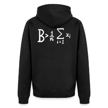 Be Greater Than Average T-Shirt Funny Math T-Shir - Unisex Premium Bio Zip Hoodie - Schwarz - Hinten - Nico (187cm)
