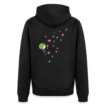 Escalade, enfants intérieur, escalade, mur, bloc - Veste à capuche bio Premium Unisexe - noir - Dos - Nico (187cm)
