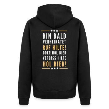 Verheiratet Braut Bräutigam Geschenk Bier - Unisex Premium Bio Zip Hoodie - Schwarz - Hinten - Nico (187cm)