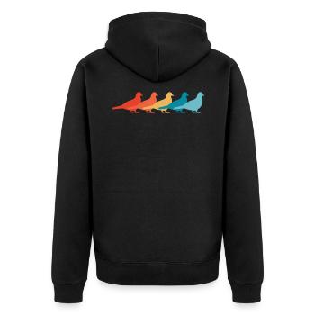 Retro Tauben - Unisex Premium Bio Zip Hoodie - Schwarz - Hinten - Nico (187cm)