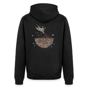 Rasenmäher Astronaut - Unisex Premium Bio Zip Hoodie - Schwarz - Hinten - Nico (187cm)