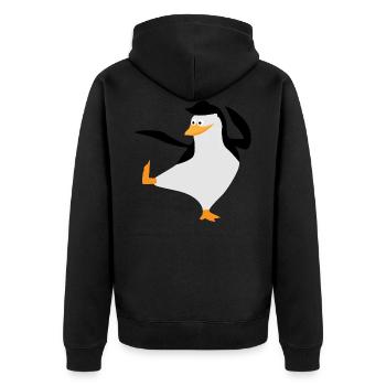 Penguin stands on one leg - Unisex Premium Organic Zip Hoodie - black - Back - Nico (187cm)