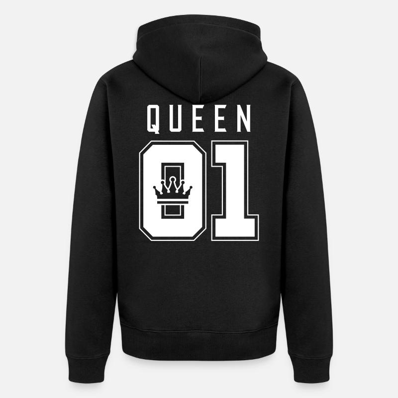 queen 01 krone - Unisex Premium Bio Zip Hoodie - Schwarz