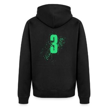 3 Drei - Unisex Premium Bio Zip Hoodie - Schwarz - Hinten - Nico (187cm)