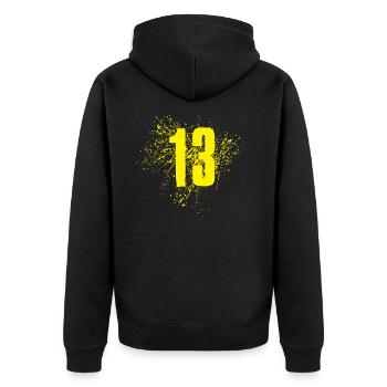 13 - Unisex Premium Organic Zip Hoodie - black - Back - Nico (187cm)