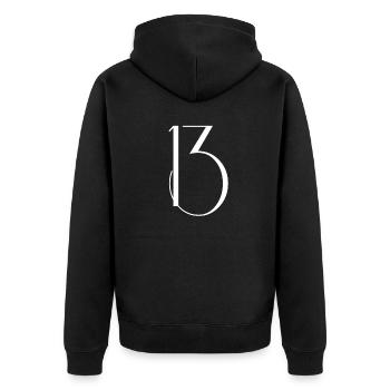 13,Dreizehn, 13 Jahre, 13 Geschenk - Unisex Premium Bio Zip Hoodie - Schwarz - Hinten - Nico (187cm)