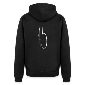 45 Geburtstag - Unisex Premium Bio Zip Hoodie - Schwarz - Hinten - Nico (187cm)