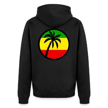 Reggae - Unisex Premium Bio Zip Hoodie - Schwarz - Hinten - Nico (187cm)
