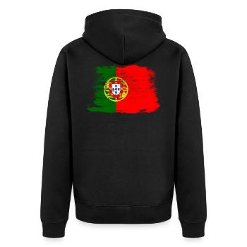 Portugal - Unisex Premium Organic Zip Hoodie - black - Back - Nico (187cm)