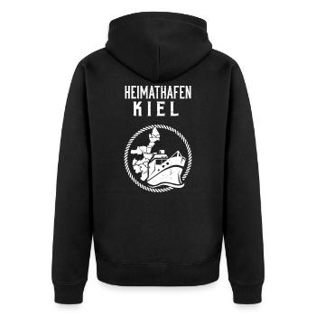 Heimathafen Kiel Kieler Küste - Unisex Premium Bio Zip Hoodie - Schwarz - Hinten - Nico (187cm)