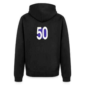 50e anniversaire - Veste à capuche bio Premium Unisexe - noir - Dos - Nico (187cm)