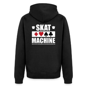 Skat Machine - Karten spielen - Unisex Premium Bio Zip Hoodie - Schwarz - Hinten - Nico (187cm)