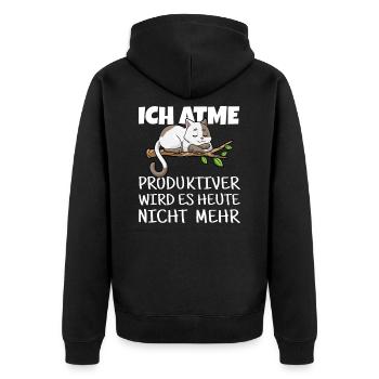 Katze Relaxen Chillen Pause Schlafen - Unisex Premium Bio Zip Hoodie - Schwarz - Hinten - Nico (187cm)