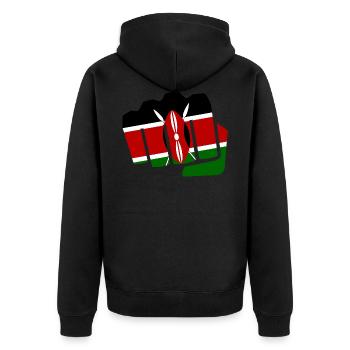 Kenia Flagge Nairobi Swahili Mombasa Geschenk - Unisex Premium Bio Zip Hoodie - Schwarz - Hinten - Nico (187cm)