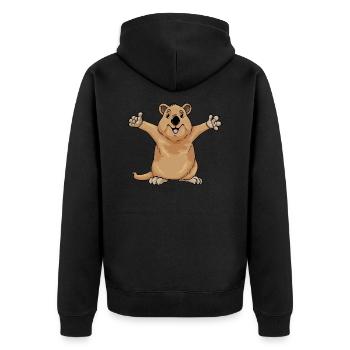 Quokka - Unisex Premium Bio Zip Hoodie - Schwarz - Hinten - Nico (187cm)