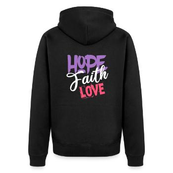 Hoffnung Glaube Liebe - Unisex Premium Bio Zip Hoodie - Schwarz - Hinten - Nico (187cm)