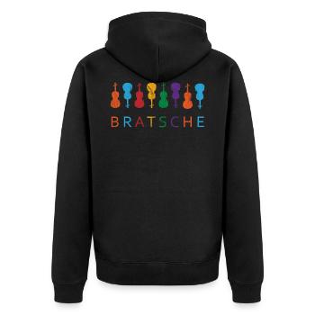 Bratsche Viola Bratschist Bratscher Geschenk - Unisex Premium Bio Zip Hoodie - Schwarz - Hinten - Nico (187cm)