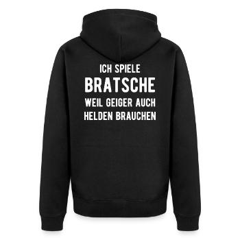 Ich Spiele Bratsche - Unisex Premium Bio Zip Hoodie - Schwarz - Hinten - Nico (187cm)