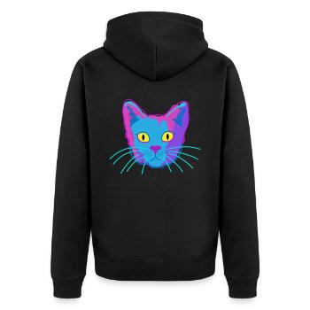 Katze,kitty,animal,funny,humor,tier,Fellnase - Unisex Premium Bio Zip Hoodie - Schwarz - Hinten - Nico (187cm)