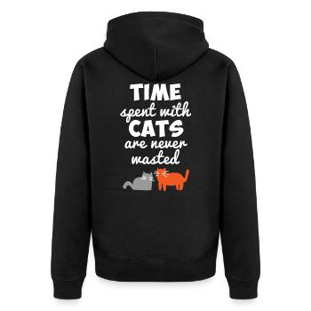 Katze,kitty,animal,funny,humor,tier,Fellnase - Unisex Premium Bio Zip Hoodie - Schwarz - Hinten - Nico (187cm)