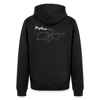 Flügelhorn Horn Flügelhornist Instrument - Unisex Premium Bio Zip Hoodie - Schwarz - Hinten - Nico (187cm)