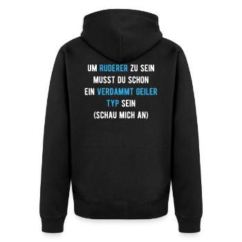 Rudern Ruderer Rudersport Verein Geschenk - Unisex Premium Bio Zip Hoodie - Schwarz - Hinten - Nico (187cm)