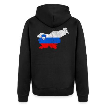 Slowenien Flagge Landkarte Slovenija Geschenk - Unisex Premium Bio Zip Hoodie - Schwarz - Hinten - Nico (187cm)