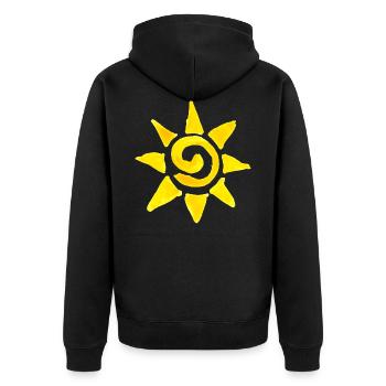 Sonne - Unisex Premium Bio Zip Hoodie - Schwarz - Hinten - Nico (187cm)