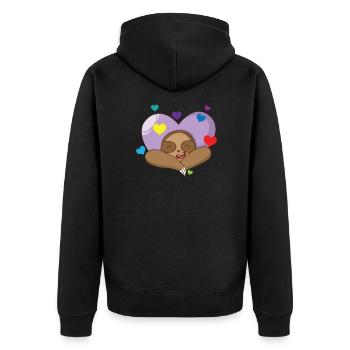 Paresseux amoureux - Veste à capuche bio Premium Unisexe - noir - Dos - Nico (187cm)