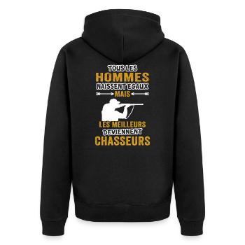 T-shirt chasseur chasse - Veste à capuche bio Premium Unisexe - noir - Dos - Nico (187cm)
