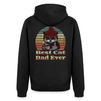 Bester Katzenvater aller Zeiten T-Shirt Lustiger Katzenvater Vater - Unisex Premium Bio Zip Hoodie - Schwarz - Hinten - Nico (187cm)