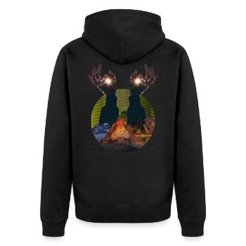 Collage Kunst Surrealismus Geschenk Design Augen - Unisex Premium Bio Zip Hoodie - Schwarz - Hinten - Nico (187cm)