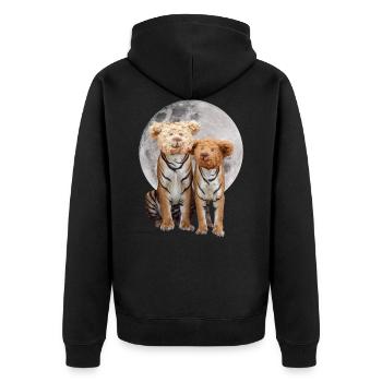 Collage Kunst Surreal Tiger Teddy Geschenk Design - Unisex Premium Bio Zip Hoodie - Schwarz - Hinten - Nico (187cm)