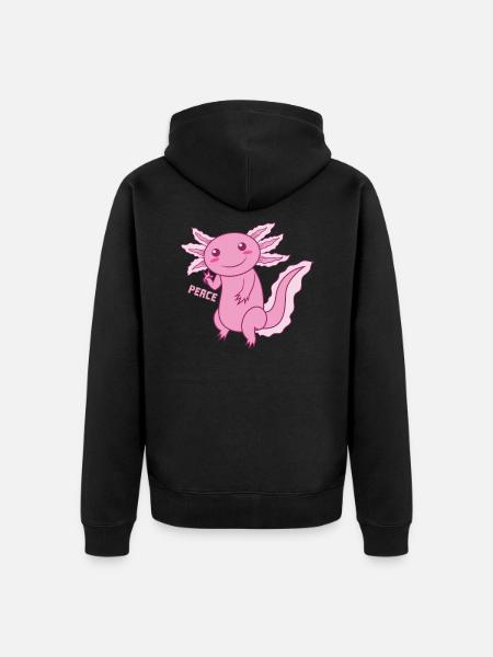 Axolotl "PEACE" - Unisex Premium Organic Zip Hoodie - black