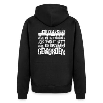 Helden des Alltags - die alles am Laufen halten - Unisex Premium Bio Zip Hoodie - Schwarz - Hinten - Nico (187cm)