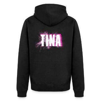 Tina - Unisex Premium Bio Zip Hoodie - Schwarz - Hinten - Nico (187cm)