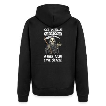 Sensenmann - Unisex Premium Bio Zip Hoodie - Schwarz - Hinten - Nico (187cm)