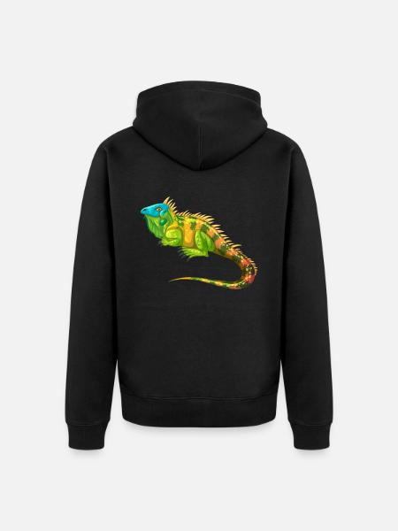 Amateurs de reptiles d'iguane - Premium økologisk unisex-hættejakke - sort