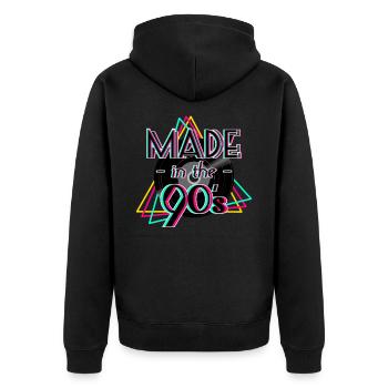 90er Jahre - Unisex Premium Bio Zip Hoodie - Schwarz - Hinten - Nico (187cm)