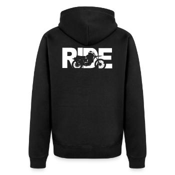Ride Motorcycle Race Biker Mountain - Unisex Premium Bio Zip Hoodie - Schwarz - Hinten - Nico (187cm)