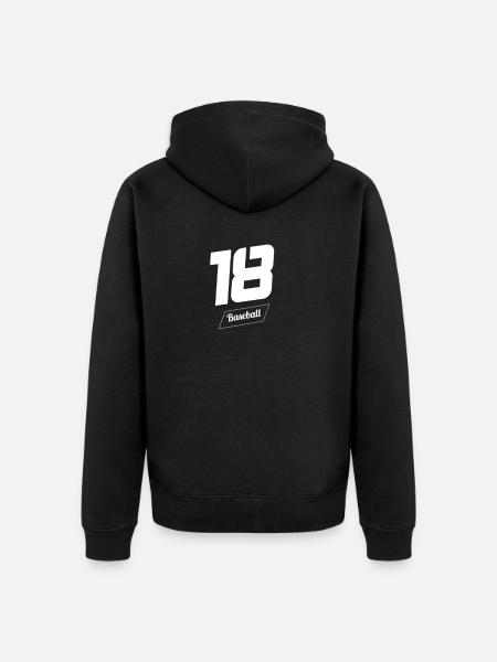 18 numéro de baseball - Veste à capuche bio Premium Unisexe - noir