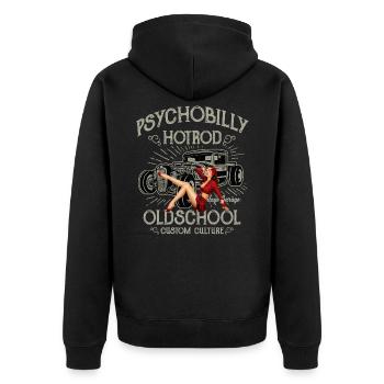 Hot Rod Pinup Oldschool Psychobilly - Unisex Premium Organic Zip Hoodie - black - Back - Nico (187cm)