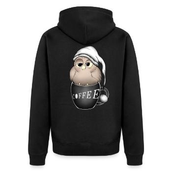 Owl - Unisex Premium Organic Zip Hoodie - black - Back - Nico (187cm)