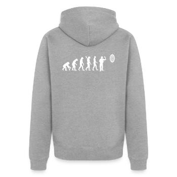 Dart Evolution Entwicklung Affe Zum Spieler - Unisex Premium Bio Zip Hoodie - Grau meliert - Hinten - Nico (187cm)