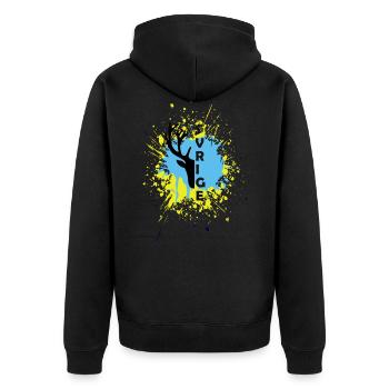 SCHWEDEN - Unisex Premium Bio Zip Hoodie - Schwarz - Hinten - Nico (187cm)