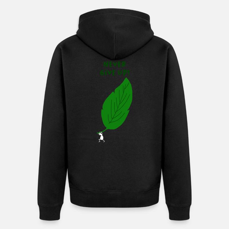 Never give up - Unisex Premium Bio Zip Hoodie - Schwarz