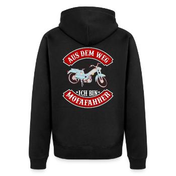 Aus dem Weg ich bin Mofafahrer Mofa Moped Geschenk - Unisex Premium Bio Zip Hoodie - Schwarz - Hinten - Nico (187cm)