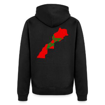 Marokko Karte Karte Marokko Karte - Unisex Premium Bio Zip Hoodie - Schwarz - Hinten - Nico (187cm)