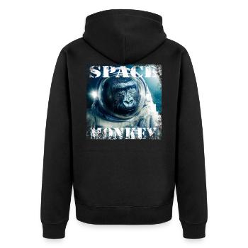 Space Monkey - Unisex Premium Bio Zip Hoodie - Schwarz - Hinten - Nico (187cm)
